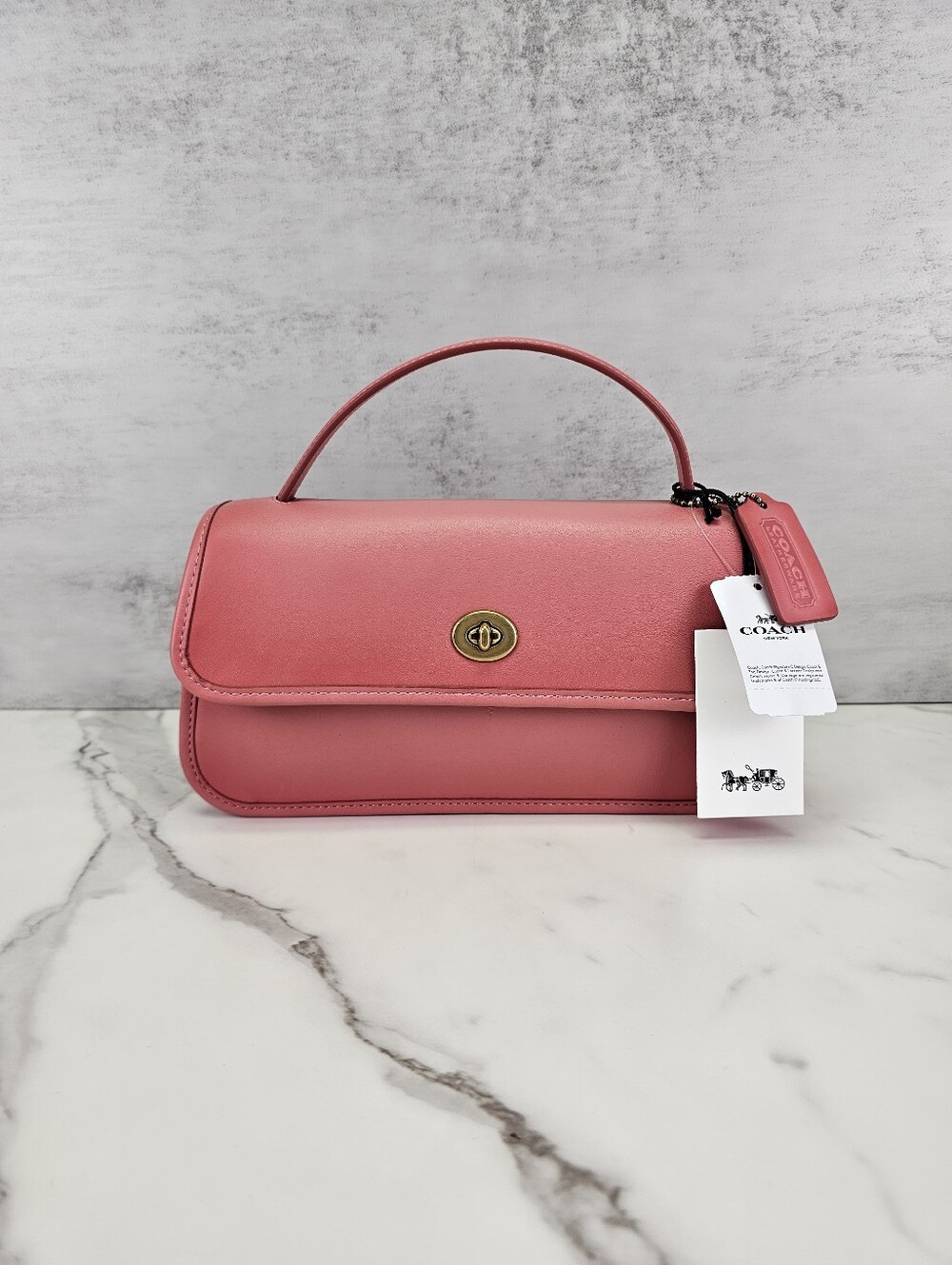 Coach Pink Turnlock Clutch Glovetanned Leather